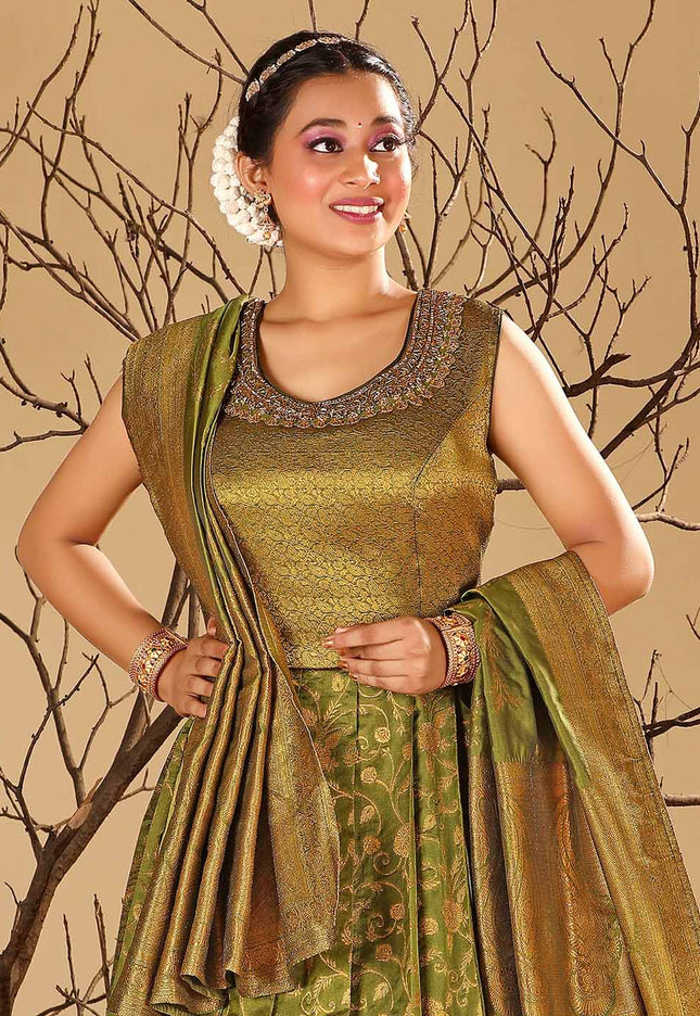 Mehendi Banarasi Gown