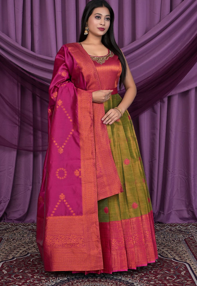 Woman wearing a traditional Gown With Dupatta