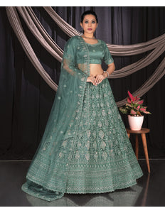 Mehendi Exclusive Net Lehenga Choli With Embroidered Work