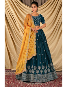 Morpich Barbery Silk Lehenga Choli With Rangoli Dupatta