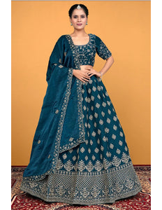 Morpich Fendy Silk Embroidered Semi-Stitched Lehenga Choli