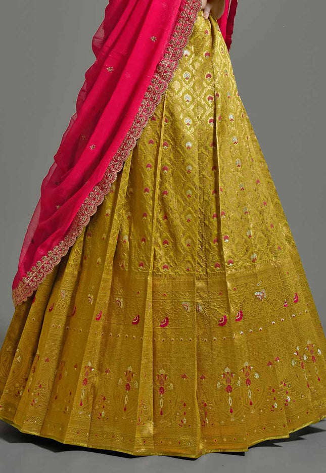 Mustard Kanjivaram Lehenga