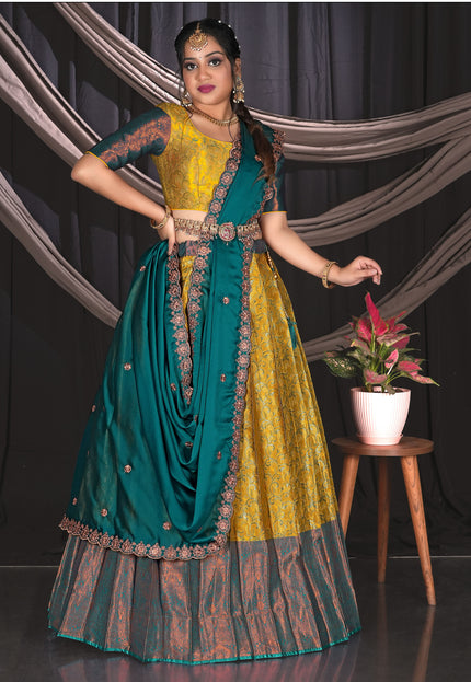 Woman in a mustard-rama traditional outfit