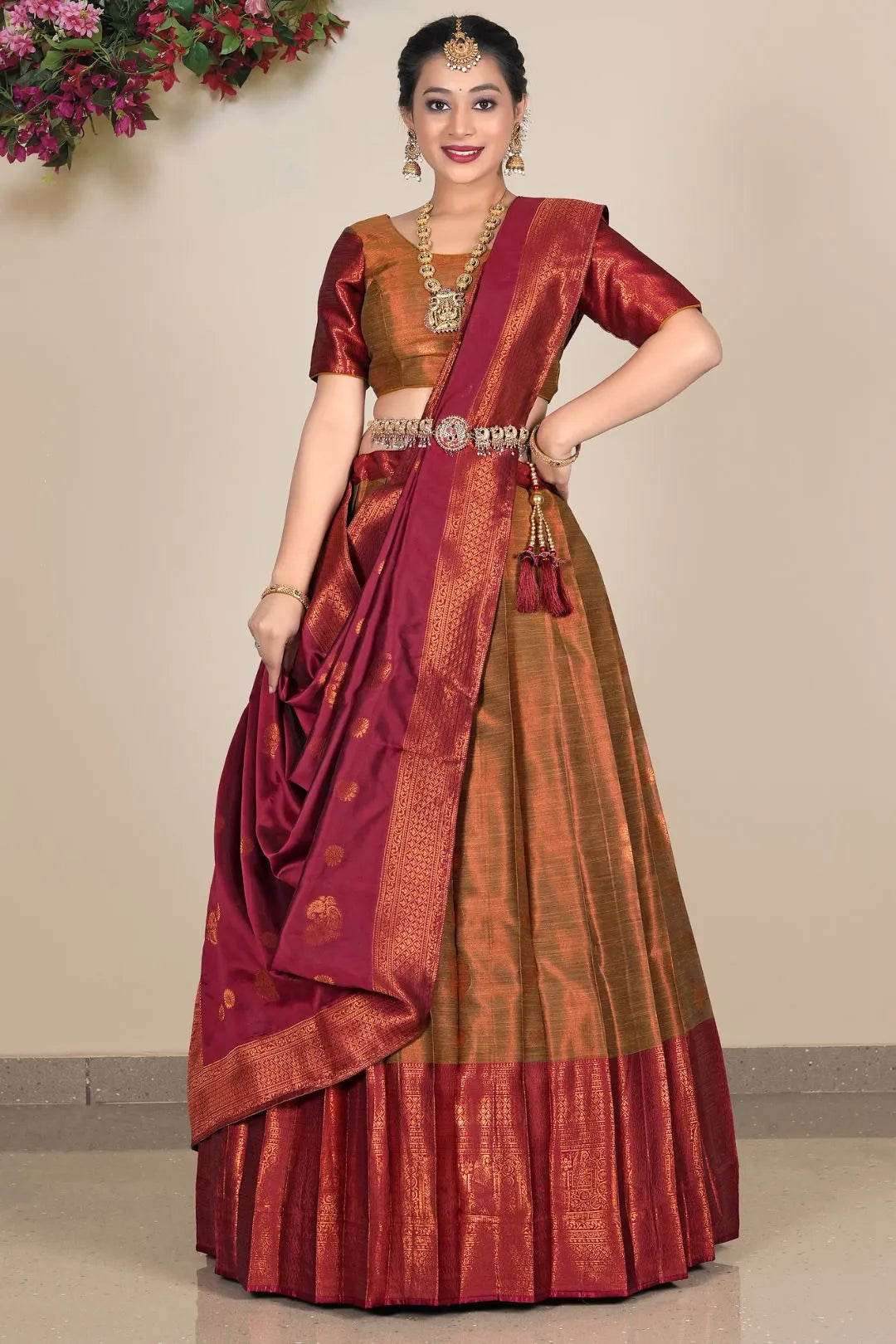 Mustard Banarasi Silk Lehenga Choli For Women