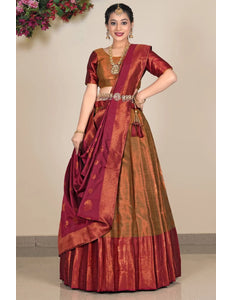 Mustard Banarasi Silk Lehenga Choli For Women