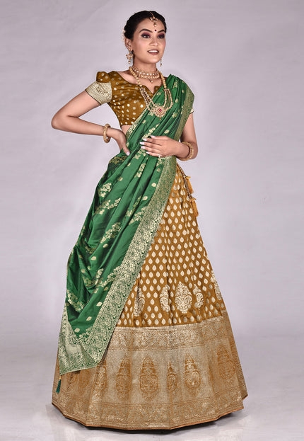 Mustard Banarasi Half Saree