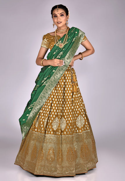 Mustard Banarasi Half Saree