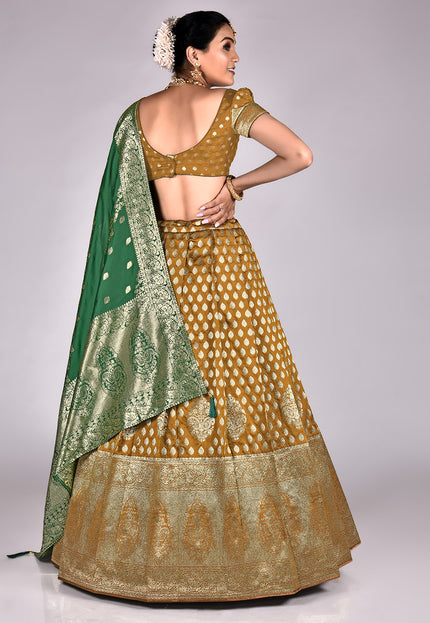 Mustard Banarasi Half Saree