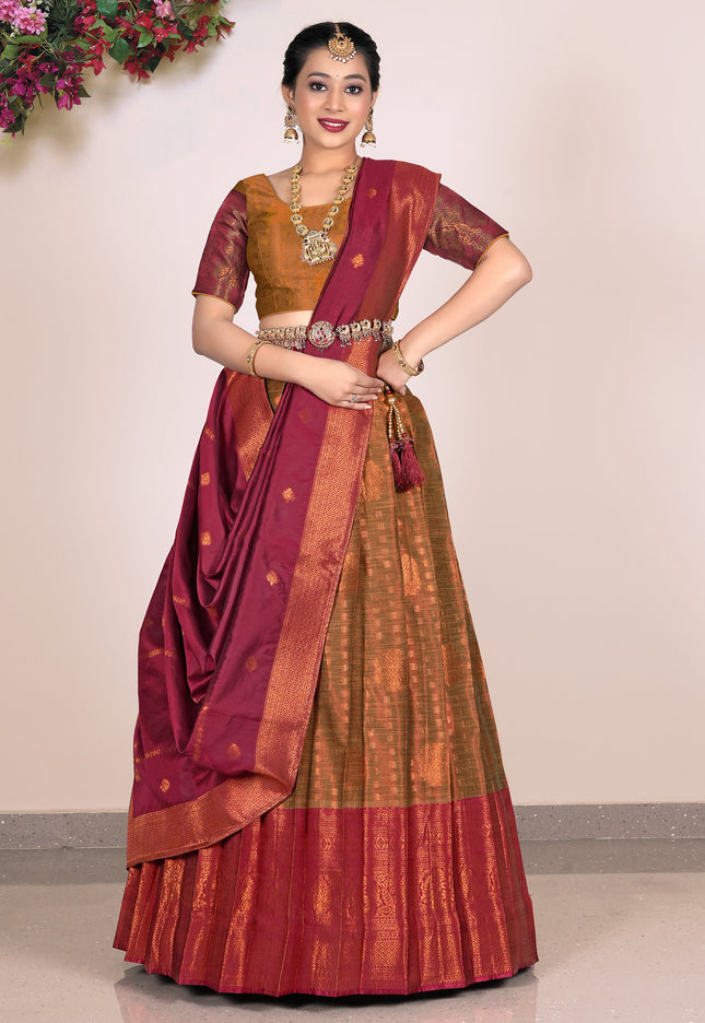 Woman wearing a traditional Musterd Lehenga
