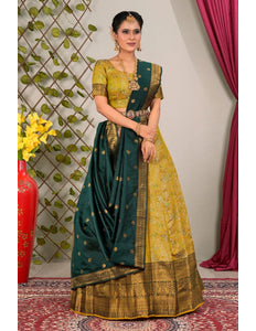 Musterd Banarasi Silk Lehenga Choli With Zari Woven