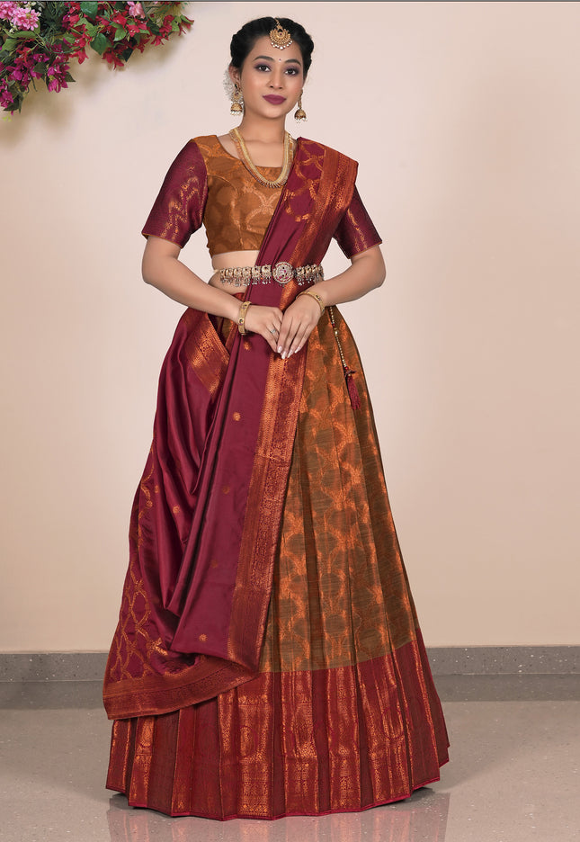 Woman wearing a traditional lehenga choli