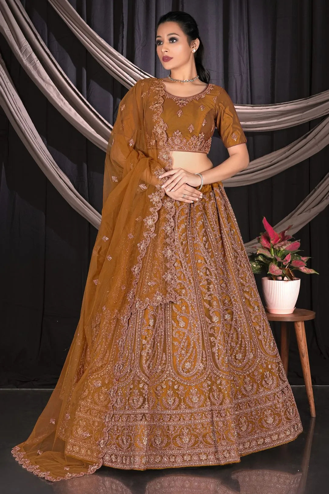 Musterd Party wear Embroidered Lehenga Choli For Women