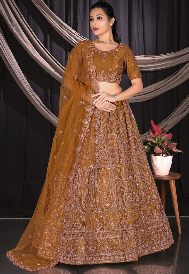 Musterd Party wear Embroidered Lehenga Choli For Women