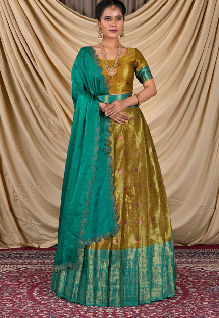 Musterd Zari Silk Lehenga Choli With Zari Woven