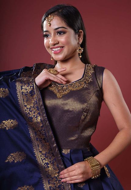 Blue Banarasi Gown