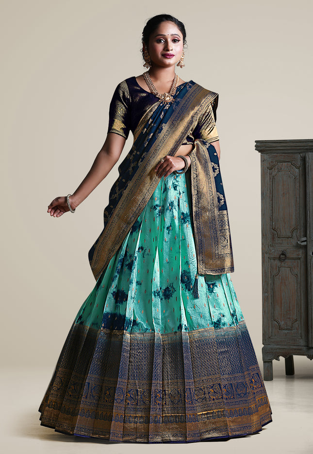 Navy Blue Shibori Dyeing Lehenga