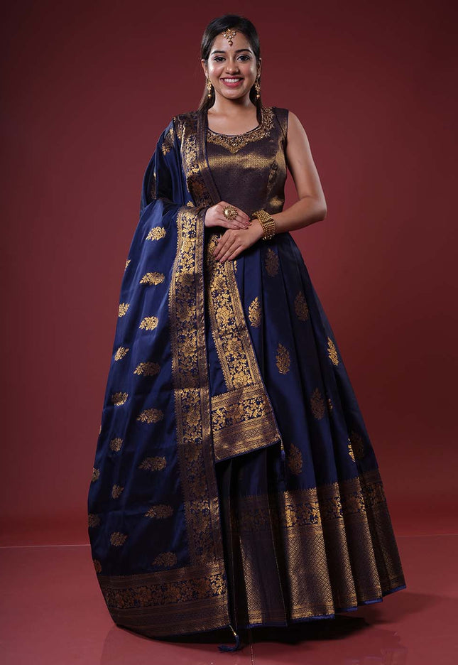 Blue Banarasi Gown