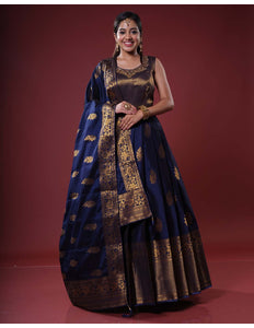 Blue Banarasi Gown