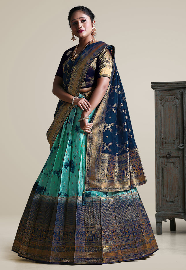 Navy Blue Shibori Dyeing Lehenga