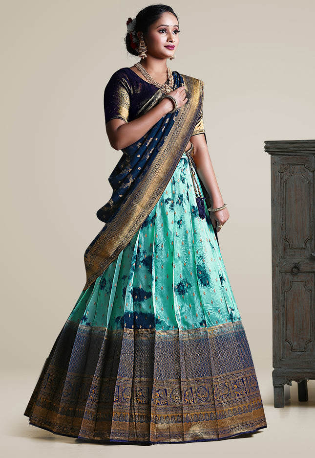 Navy Blue Shibori Dyeing Lehenga