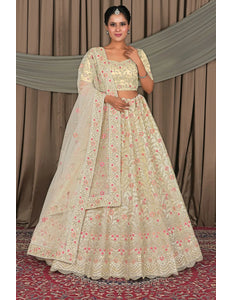 Off White Latest Party Wear Net Lehenga Choli