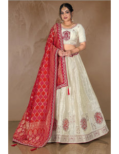 Off White Viscose Fabric Lehenga Choli For Women