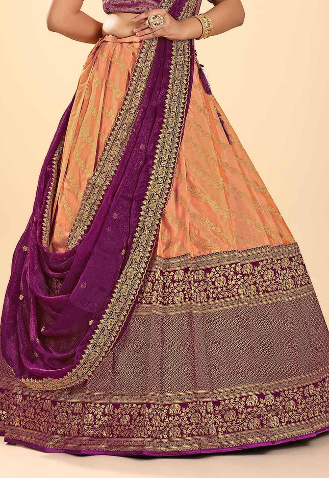 Purple Banarasi Half Saree