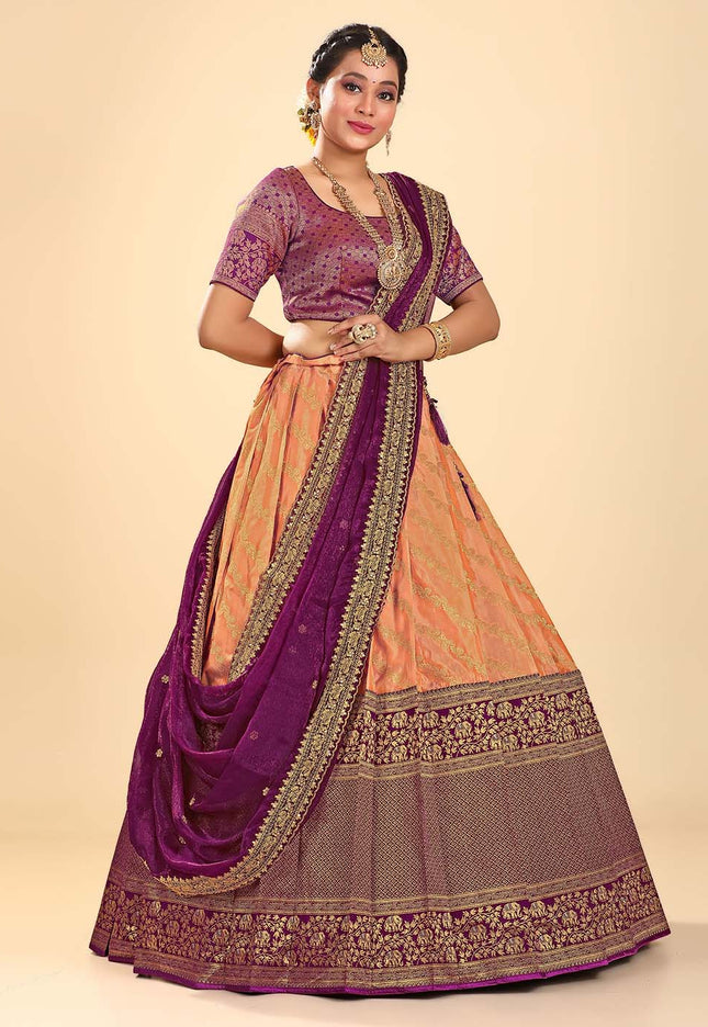 Purple Banarasi Half Saree