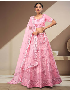 Pink Latest Net Lehenga