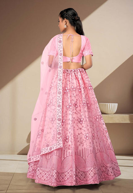 Pink Latest Net Lehenga