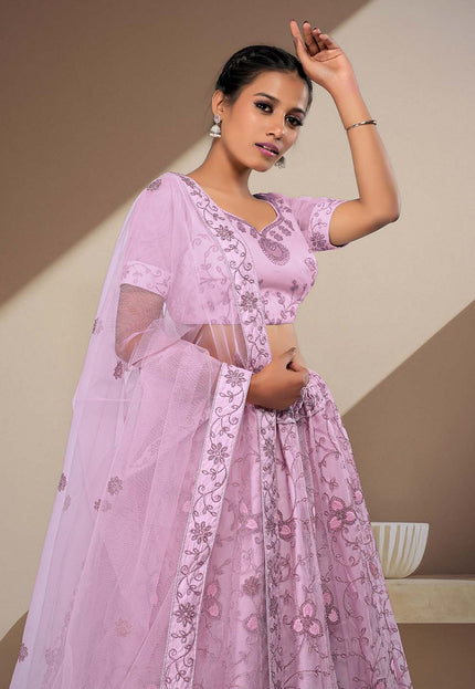 Lavender Latest Net Lehenga