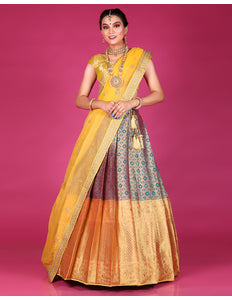 Yellow Kanjivaram Silk Lehenga