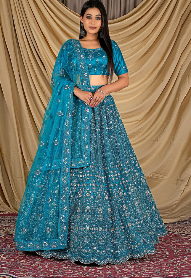 Woman wearing a blue traditional outfit