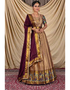 Peach Banarasi Silk Lehenga Choli For Women