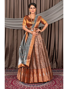 Woman wearing a traditional lehenga choli with dupatta