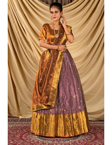 Peach Tissue Silk Traditional Lehenga Choli for Women