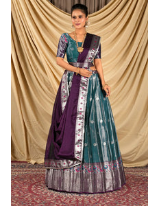 Peacock Zari Banarasi Silk Half Saree For Women