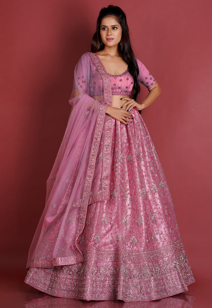 Pink Designer Net Lehenga