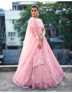 Pink Heavy Net Lehenga Choli