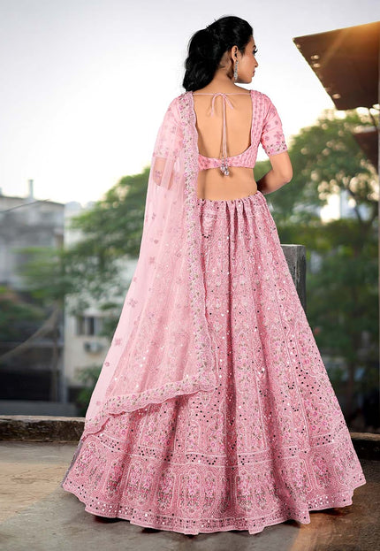 Pink Heavy Net Lehenga Choli