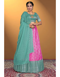 Pink Banarasi Silk Latest Lehenga Choli With Zari Work