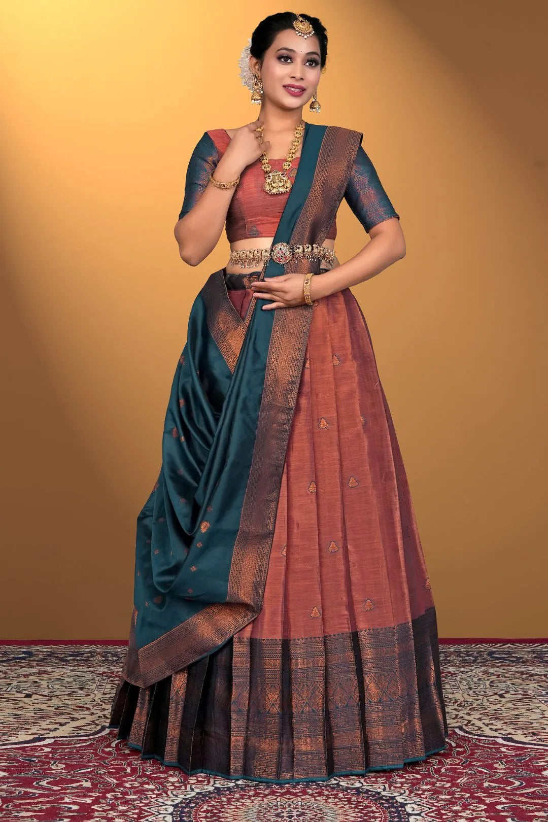 Pink Banarasi Silk Lehenga Choli For Women