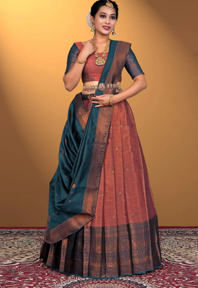 Pink Banarasi Silk Lehenga Choli For Women