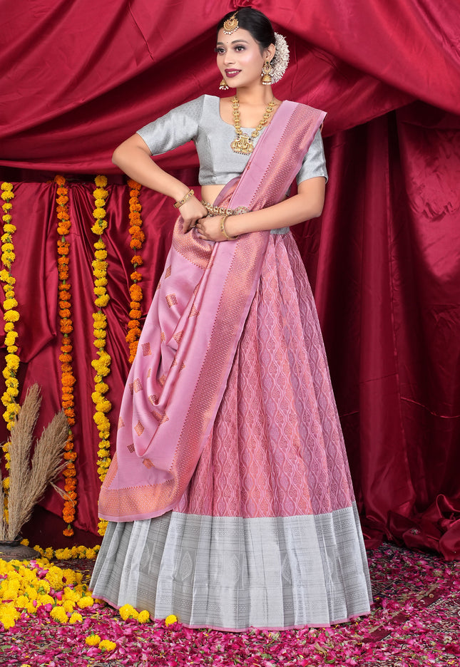 Woman in a Pink Lehenga Choli