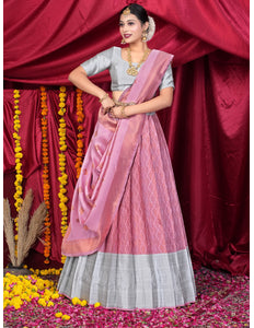 Woman in a Pink Lehenga Choli