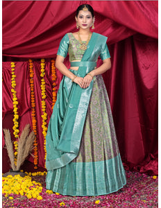 Woman in traditional Pink lehenga choli festival outfit