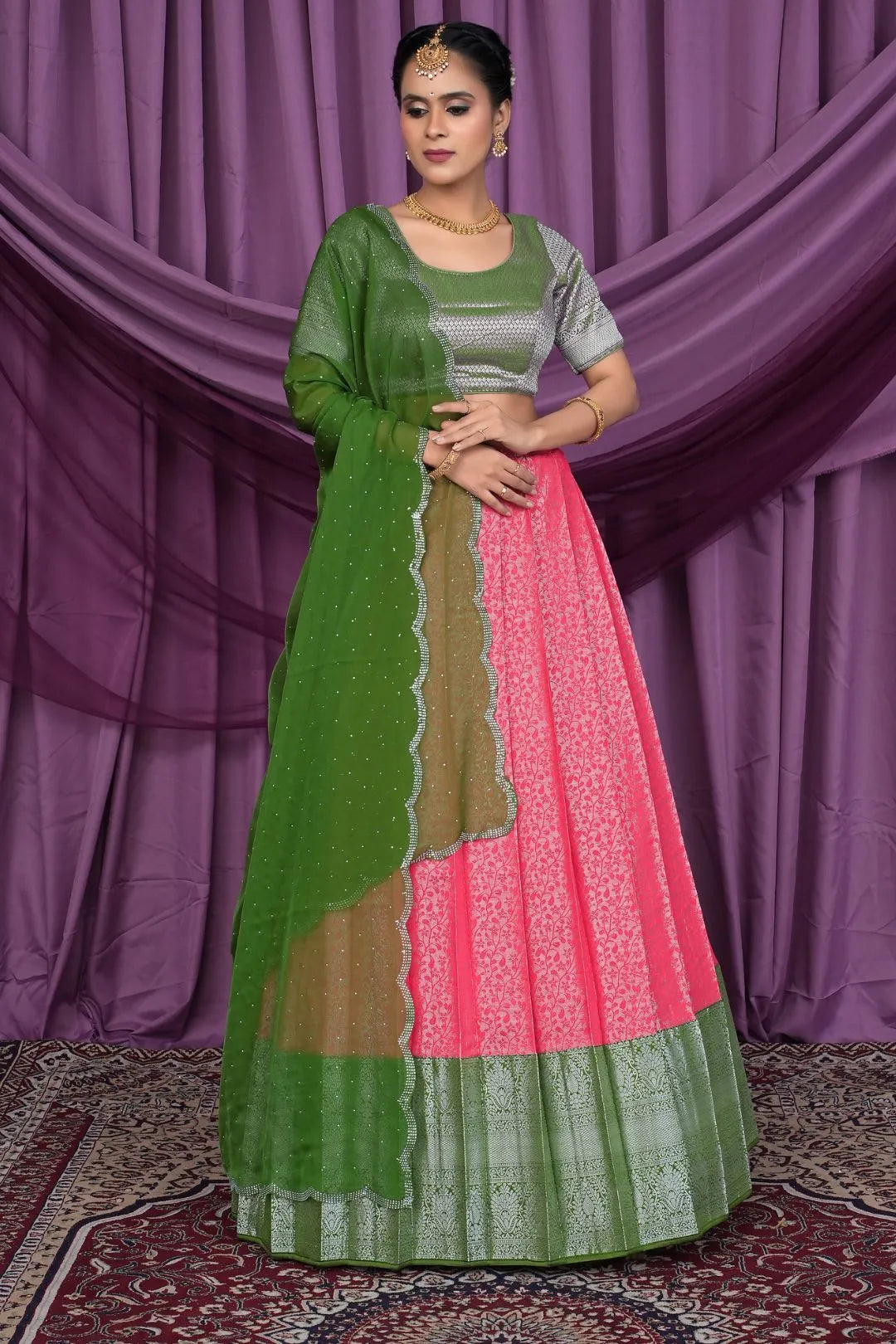 Pink Banarasi Silk Latest Lehenga Choli With Zari Work