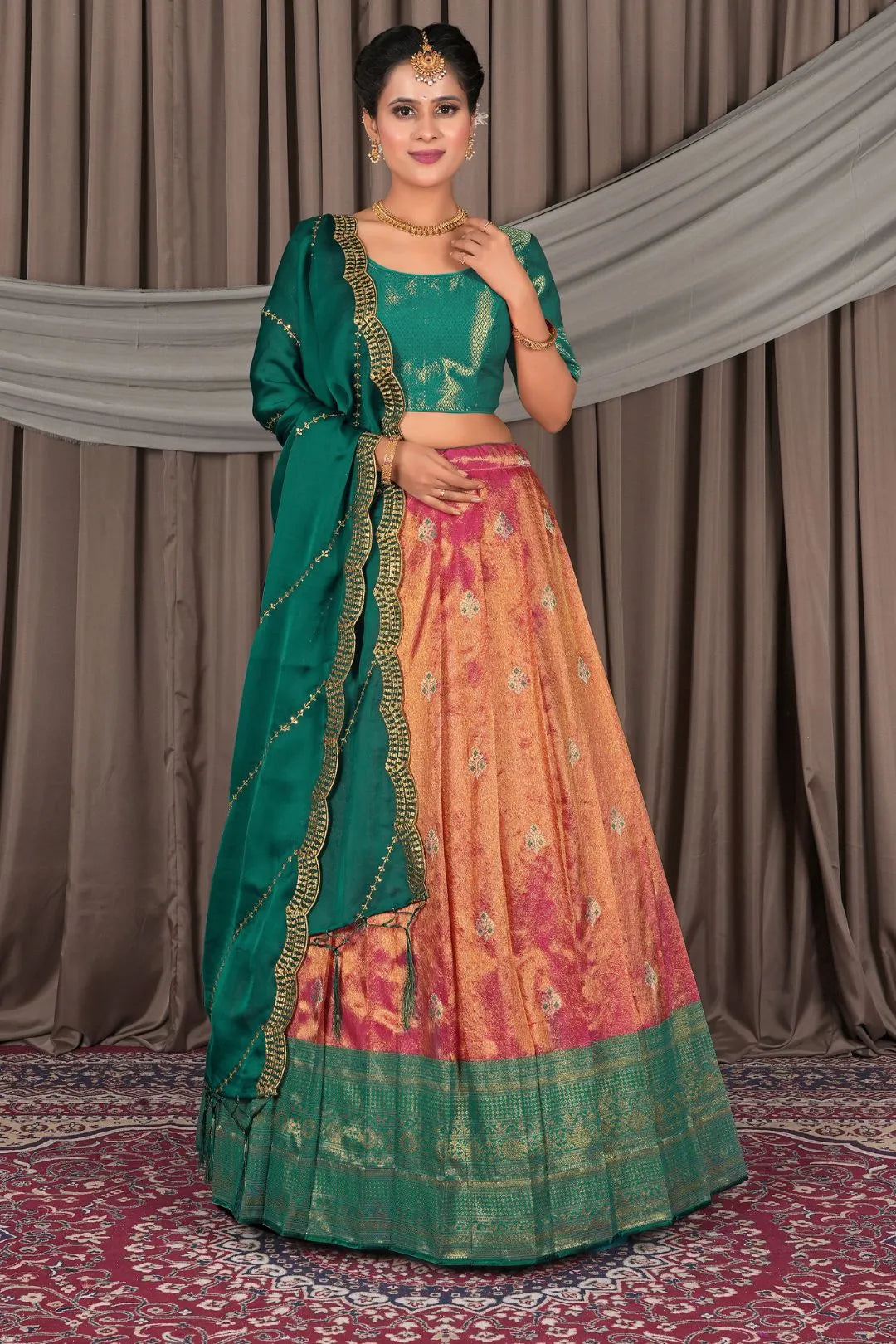 Pink Banarasi Silk Lehenga Choli In Festival