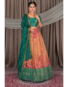 Pink Banarasi Silk Lehenga Choli In Festival