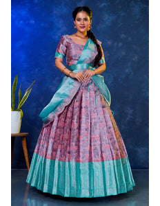 Pink Banarasi Silk Lehenga Choli With Zari Weaving